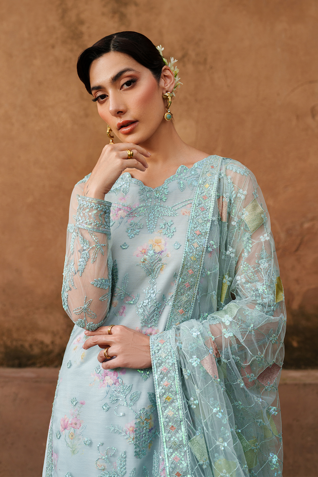 Iznik | Exclusive Formals | UE-535 Embroidered Net - House Of Hania