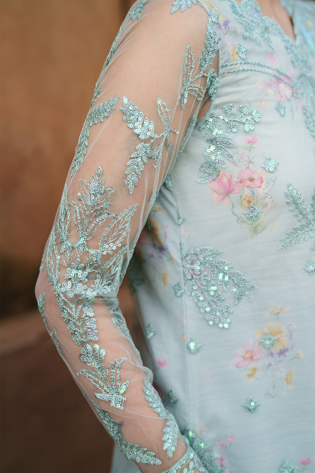 Iznik | Exclusive Formals | UE-535 Embroidered Net - House Of Hania