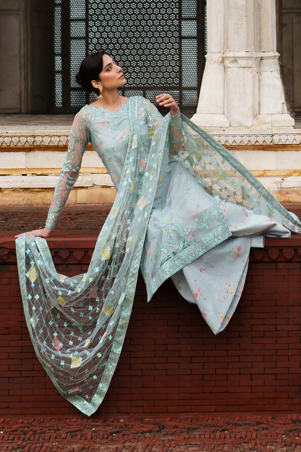 Iznik | Exclusive Formals | UE-535 Embroidered Net - House Of Hania