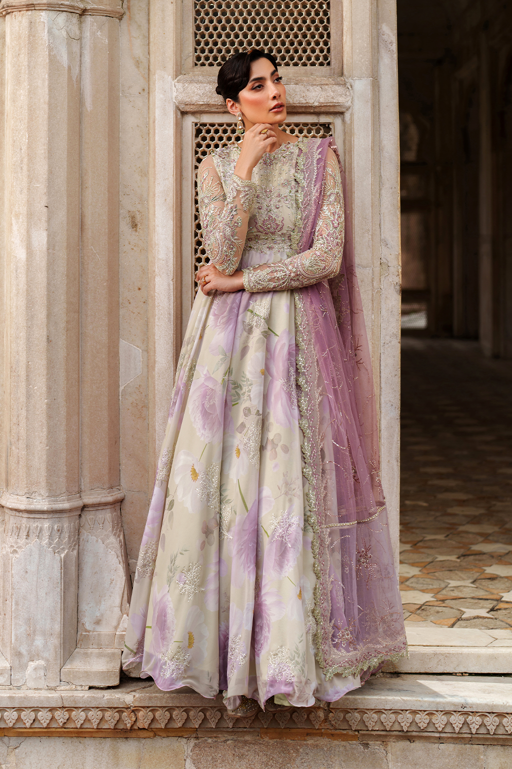 Iznik | Exclusive Formals | UE-546 Embroidered Chiffon - House Of Hania