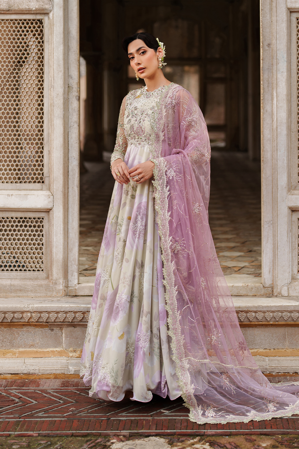 Iznik | Exclusive Formals | UE-546 Embroidered Chiffon - House Of Hania