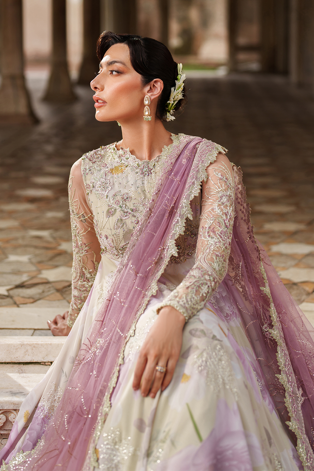 Iznik | Exclusive Formals | UE-546 Embroidered Chiffon - House Of Hania