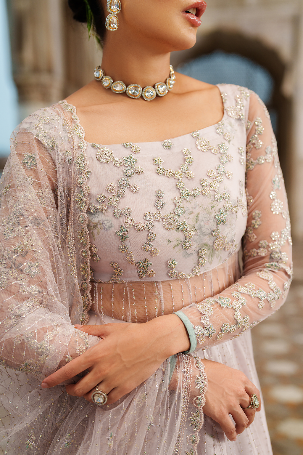 Iznik | Exclusive Formals | UE-552 Embroidered Net - House Of Hania