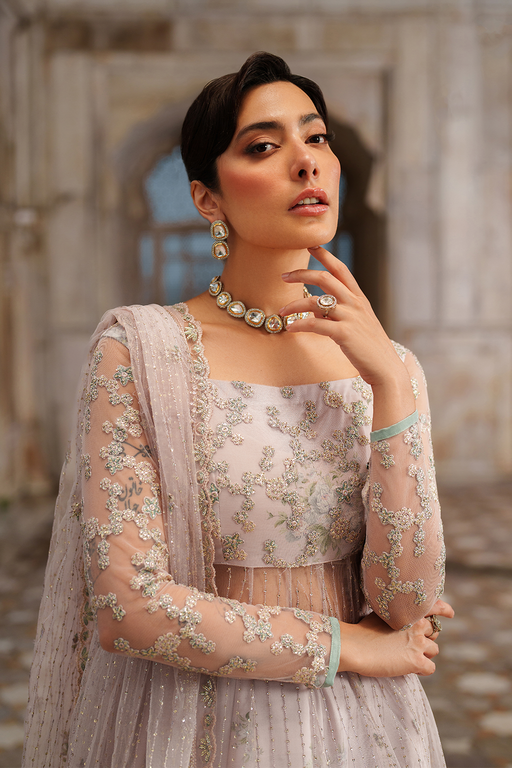 Iznik | Exclusive Formals | UE-552 Embroidered Net - House Of Hania