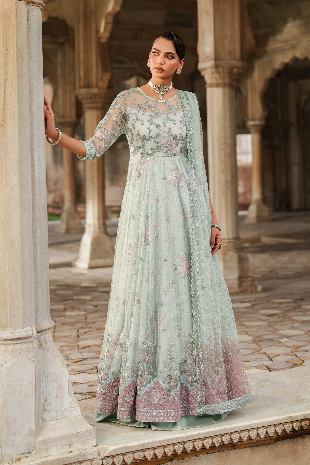 Iznik | Exclusive Formals | UE-553 Embroidered Net - House Of Hania