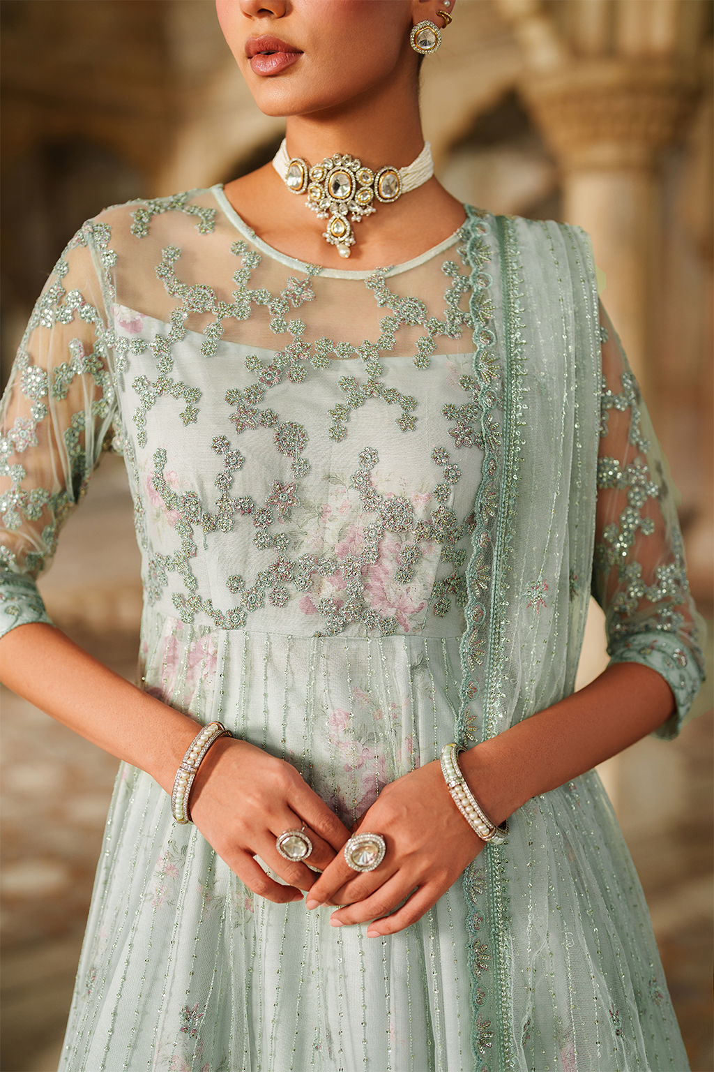 Iznik | Exclusive Formals | UE-553 Embroidered Net - House Of Hania