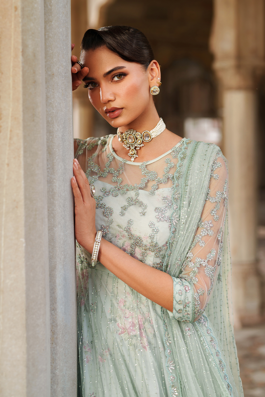 Iznik | Exclusive Formals | UE-553 Embroidered Net - House Of Hania