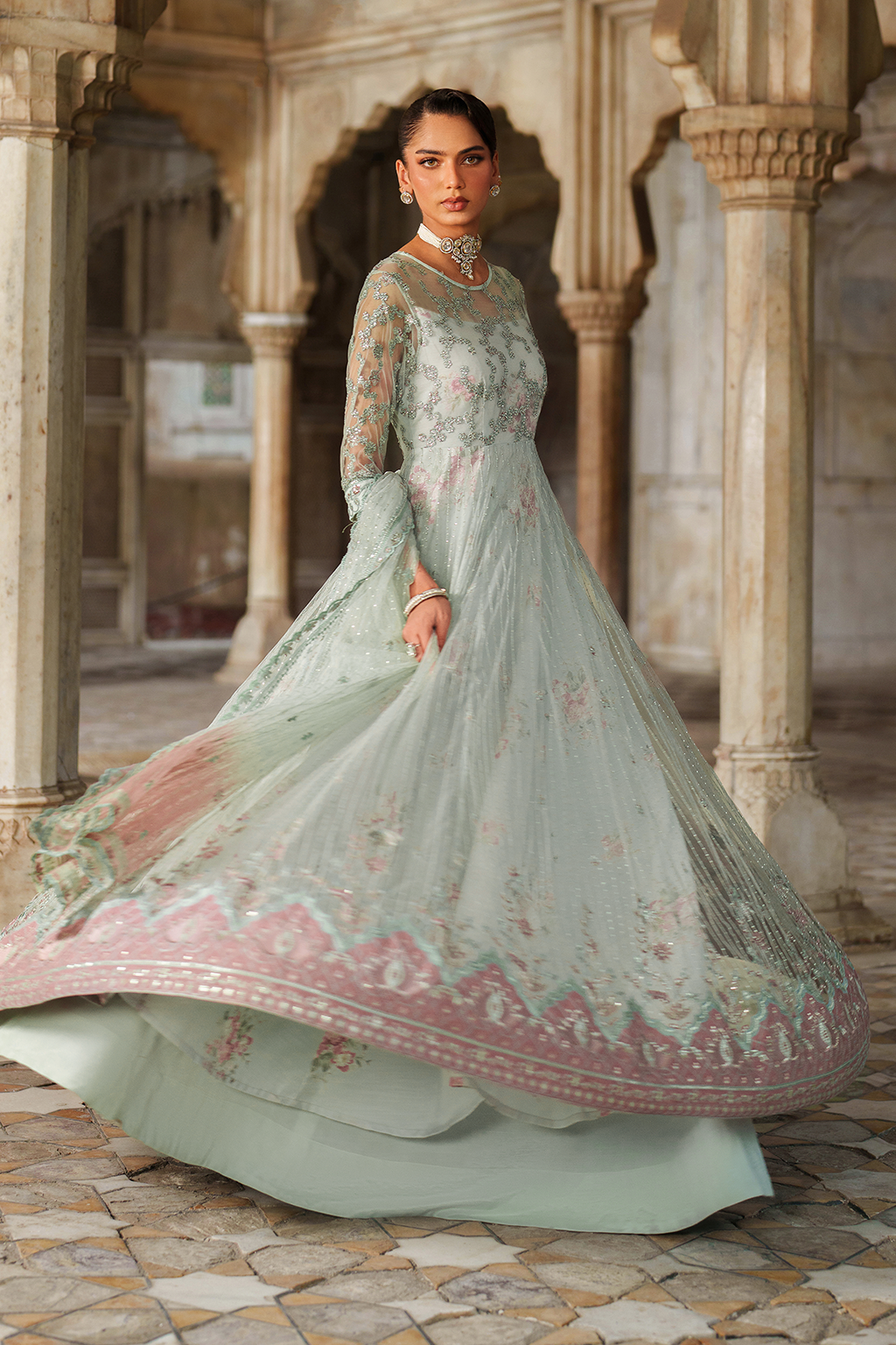 Iznik | Exclusive Formals | UE-553 Embroidered Net - House Of Hania