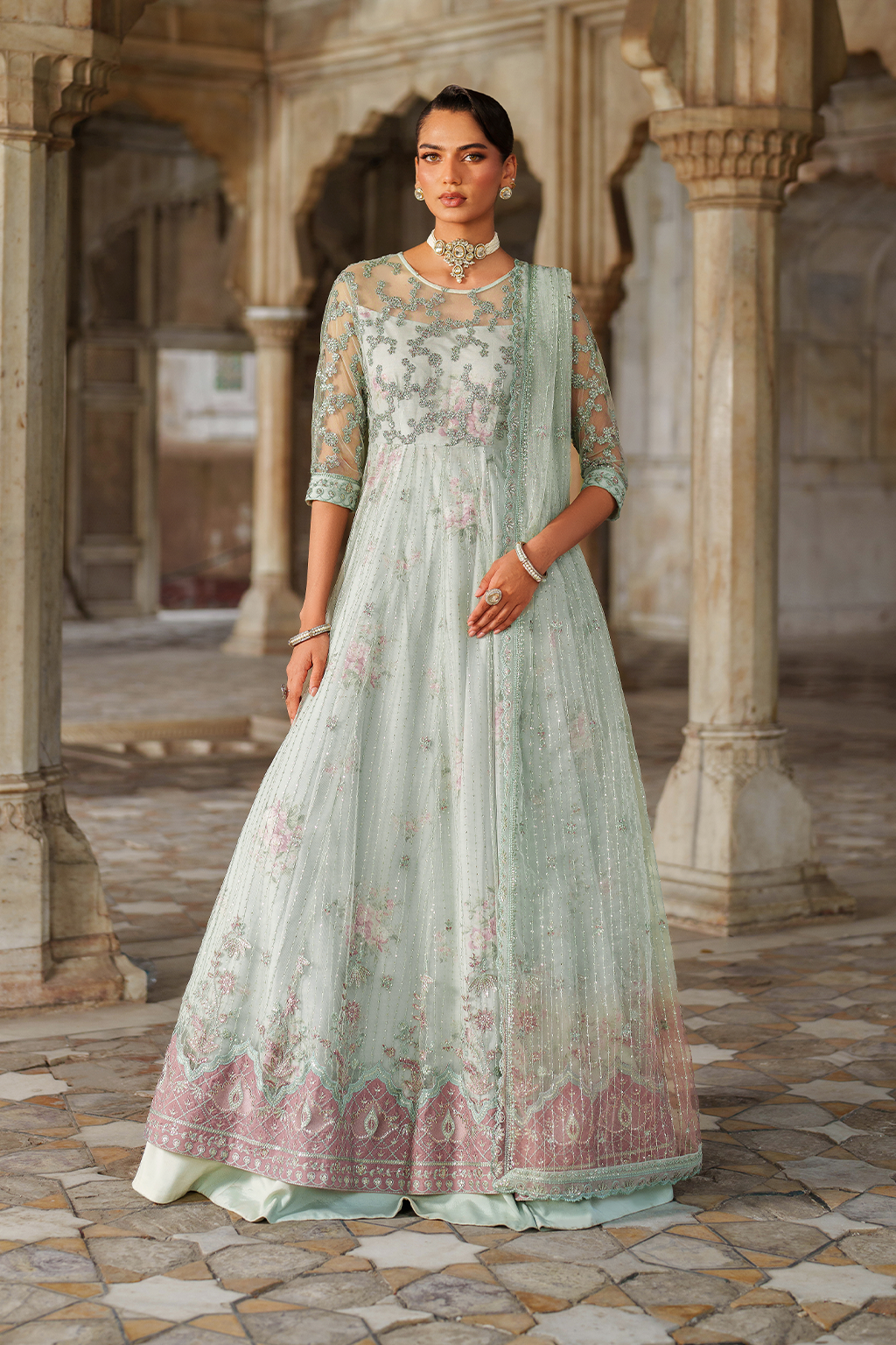 Iznik | Exclusive Formals | UE-553 Embroidered Net - House Of Hania
