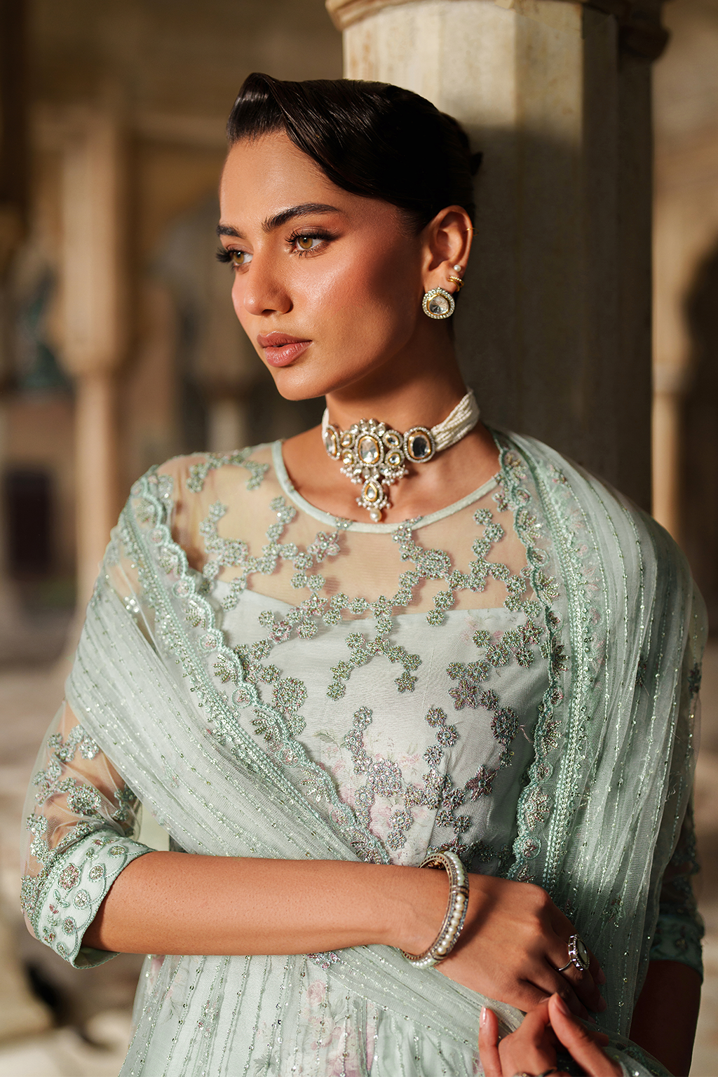 Iznik | Exclusive Formals | UE-553 Embroidered Net - House Of Hania