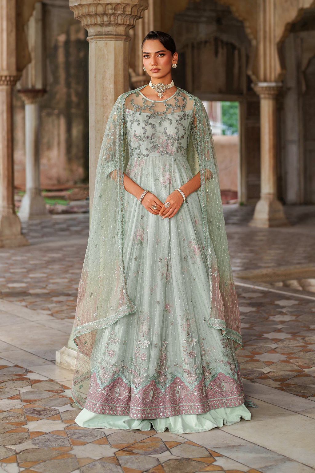 Iznik | Exclusive Formals | UE-553 Embroidered Net - House Of Hania