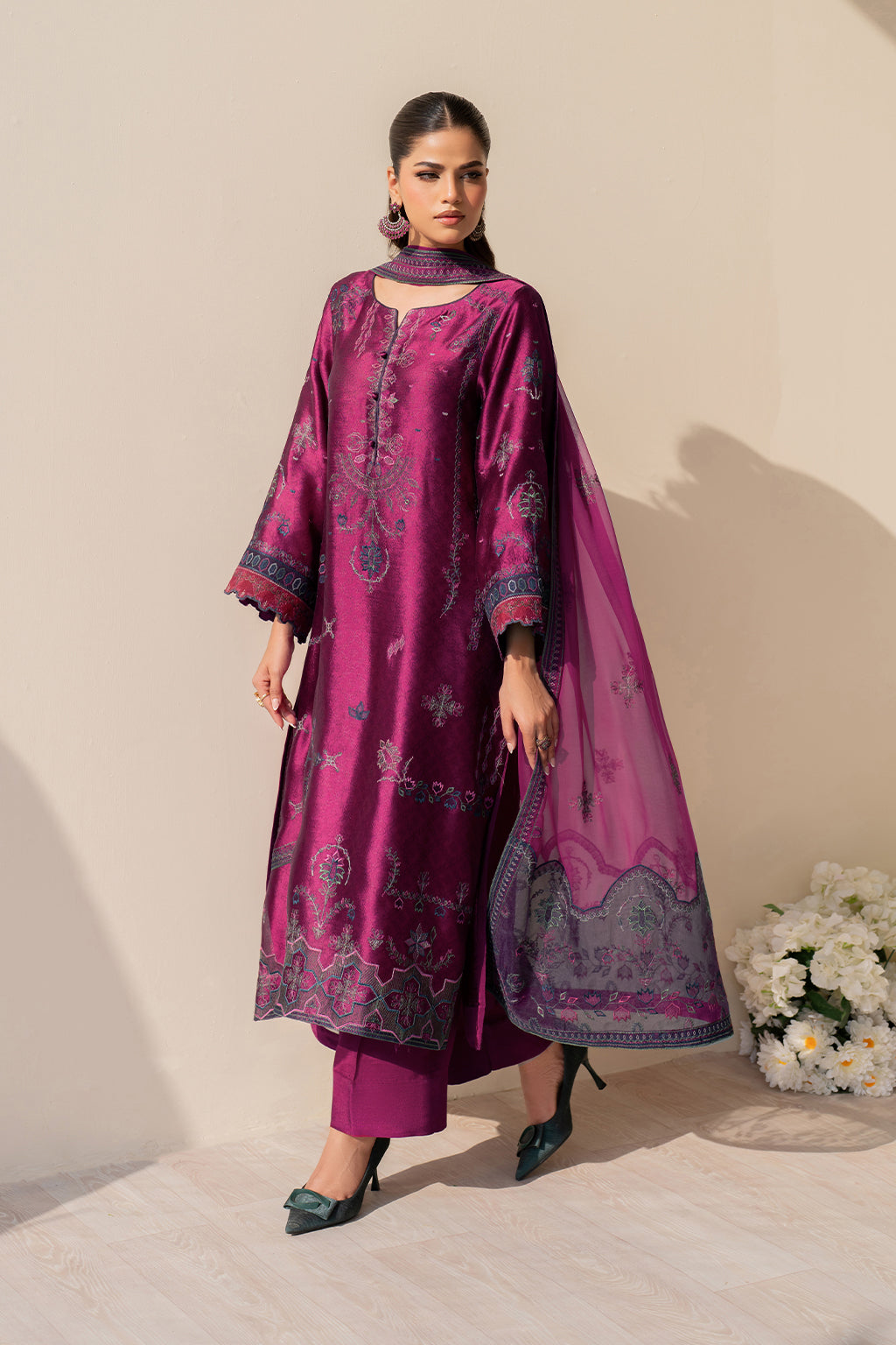 Iznik | Festive Formal | UE-436 Embroidered Pure silk - House Of Hania