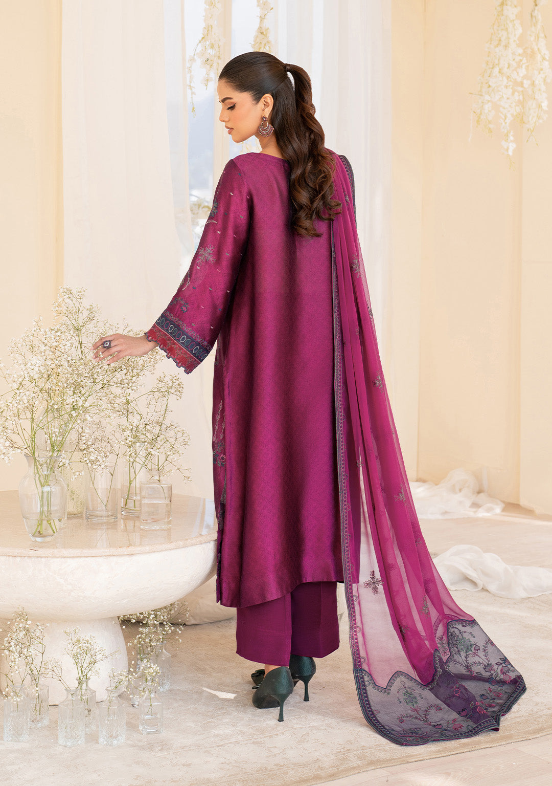 Iznik | Festive Formal | UE-436 Embroidered Pure silk - House Of Hania