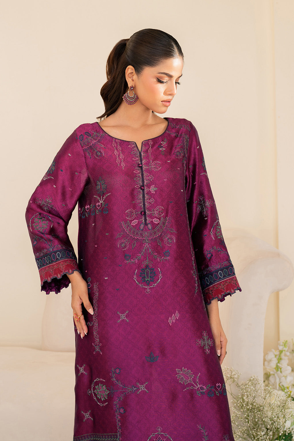 Iznik | Festive Formal | UE-436 Embroidered Pure silk - House Of Hania