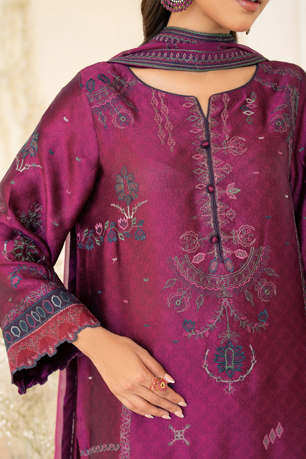 Iznik | Festive Formal | UE-436 Embroidered Pure silk - House Of Hania