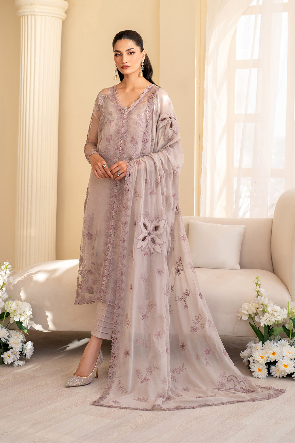 Iznik | Festive Formal | UE-437 Embroidered Pure Organza - House Of Hania