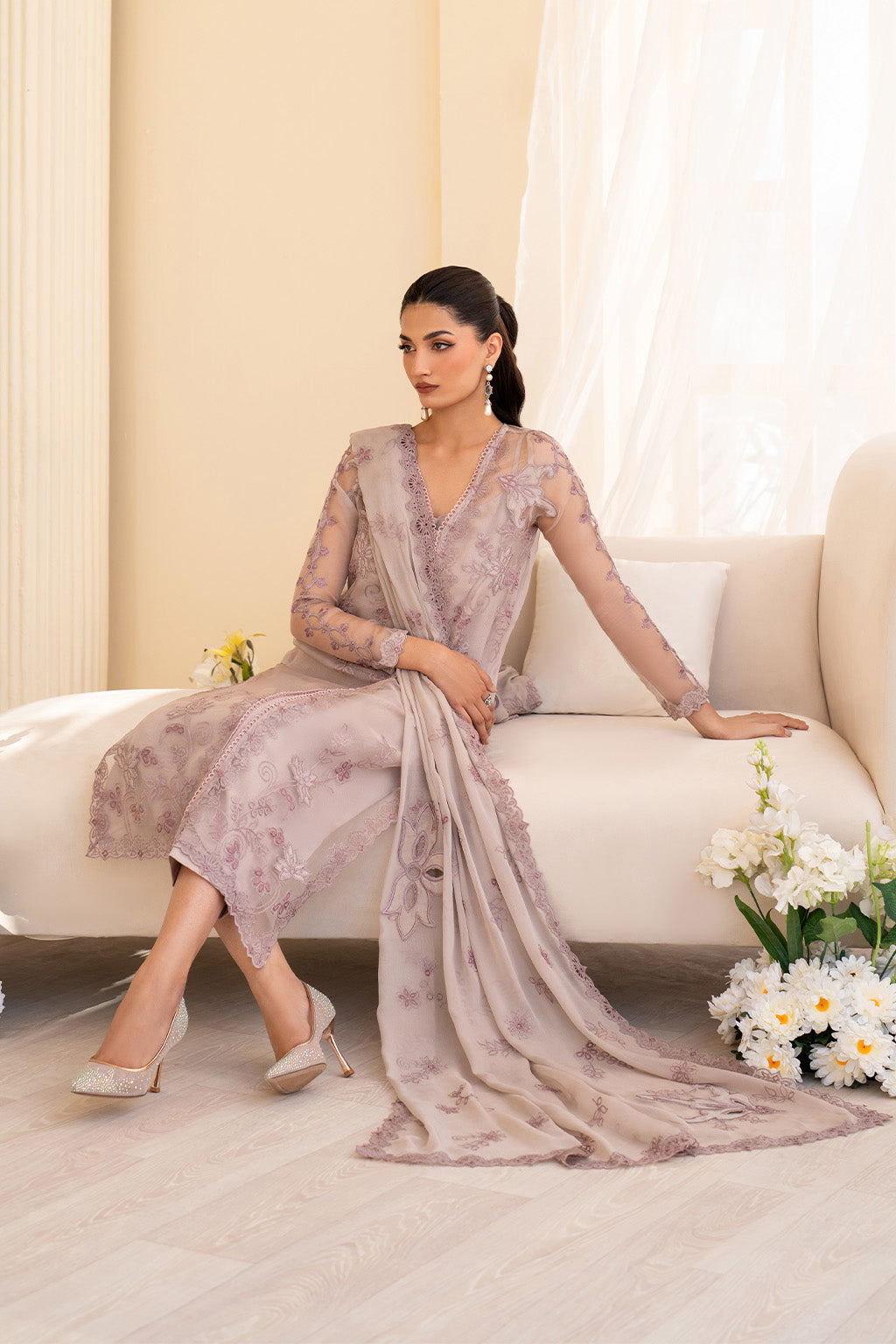 Iznik | Festive Formal | UE-437 Embroidered Pure Organza - House Of Hania
