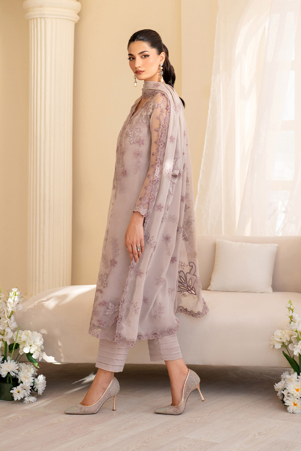 Iznik | Festive Formal | UE-437 Embroidered Pure Organza - House Of Hania