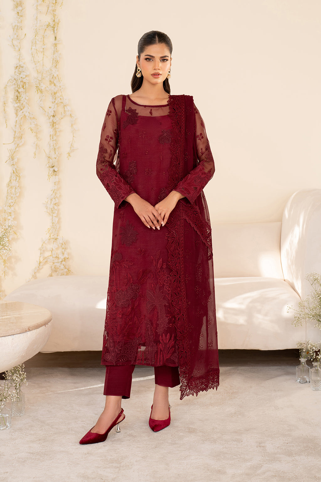 Iznik | Festive Formal | UE-438 Embroidered Pure Organza - House Of Hania