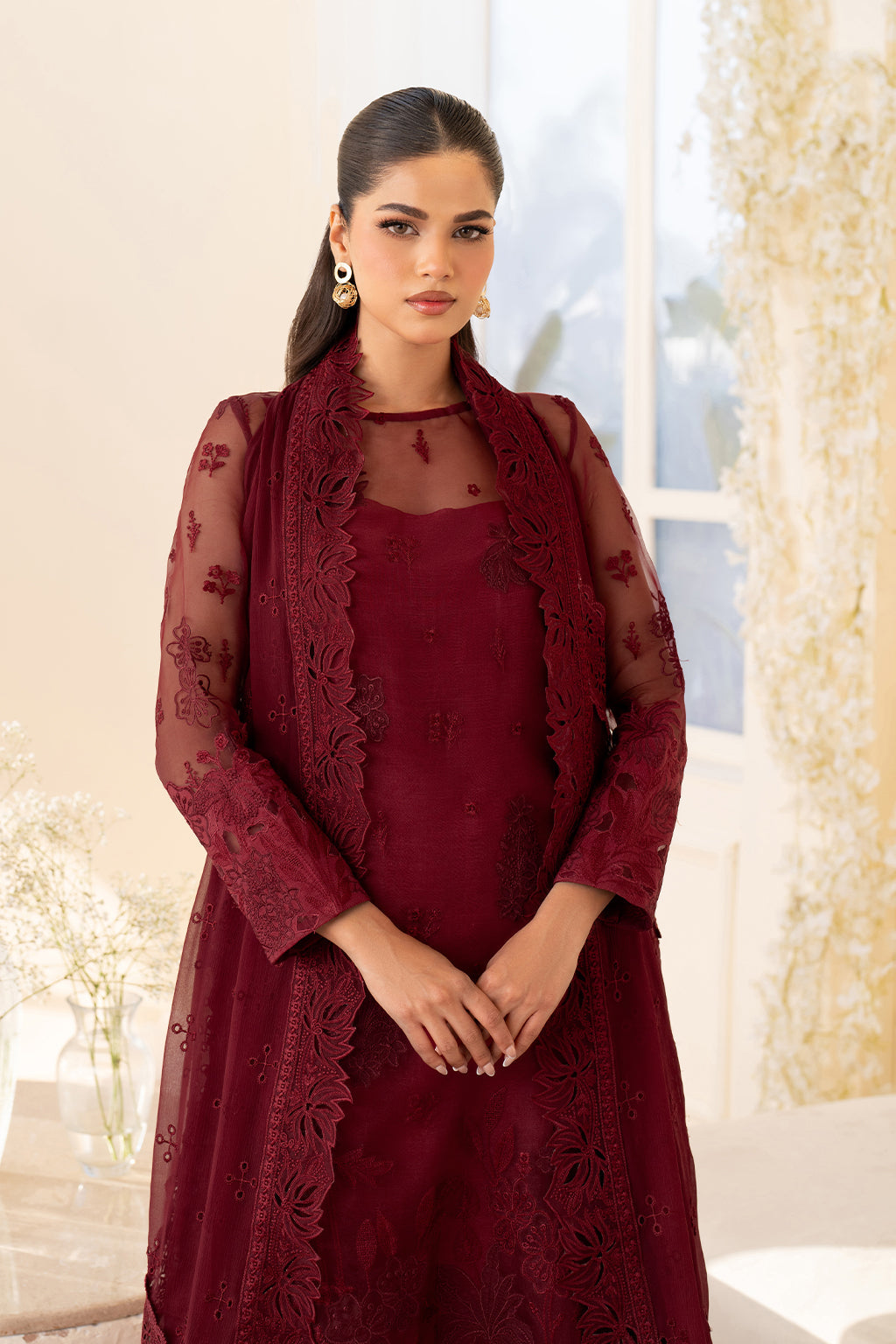 Iznik | Festive Formal | UE-438 Embroidered Pure Organza - House Of Hania