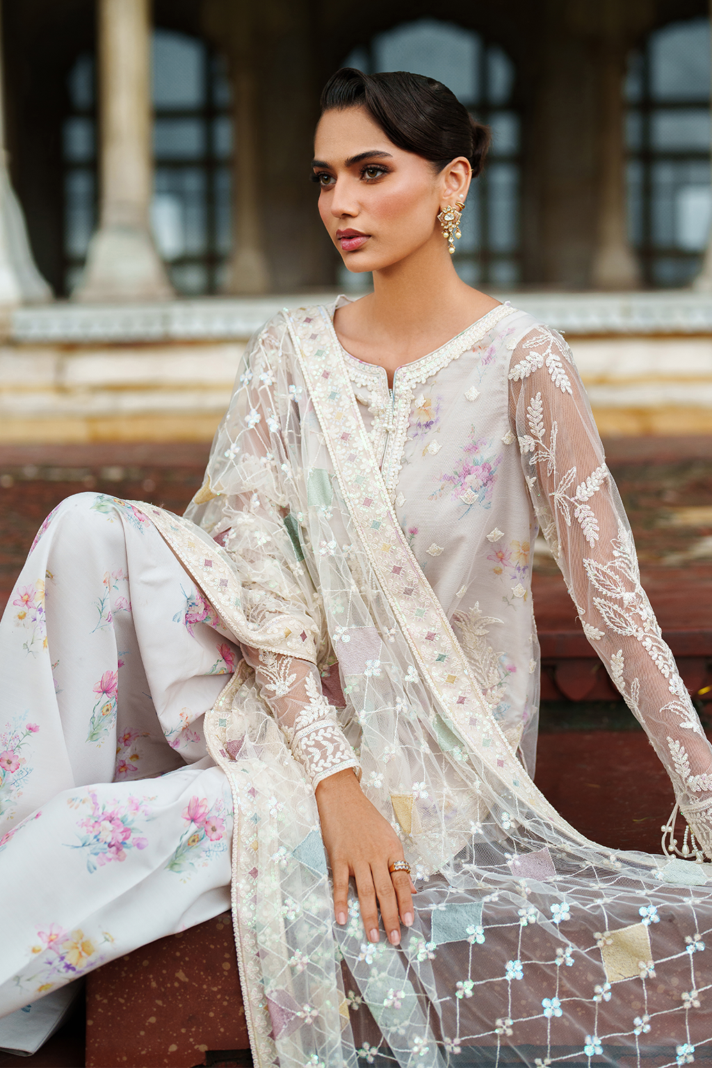 Iznik | Festive Formal | UE-534 Embroidered Net - House Of Hania