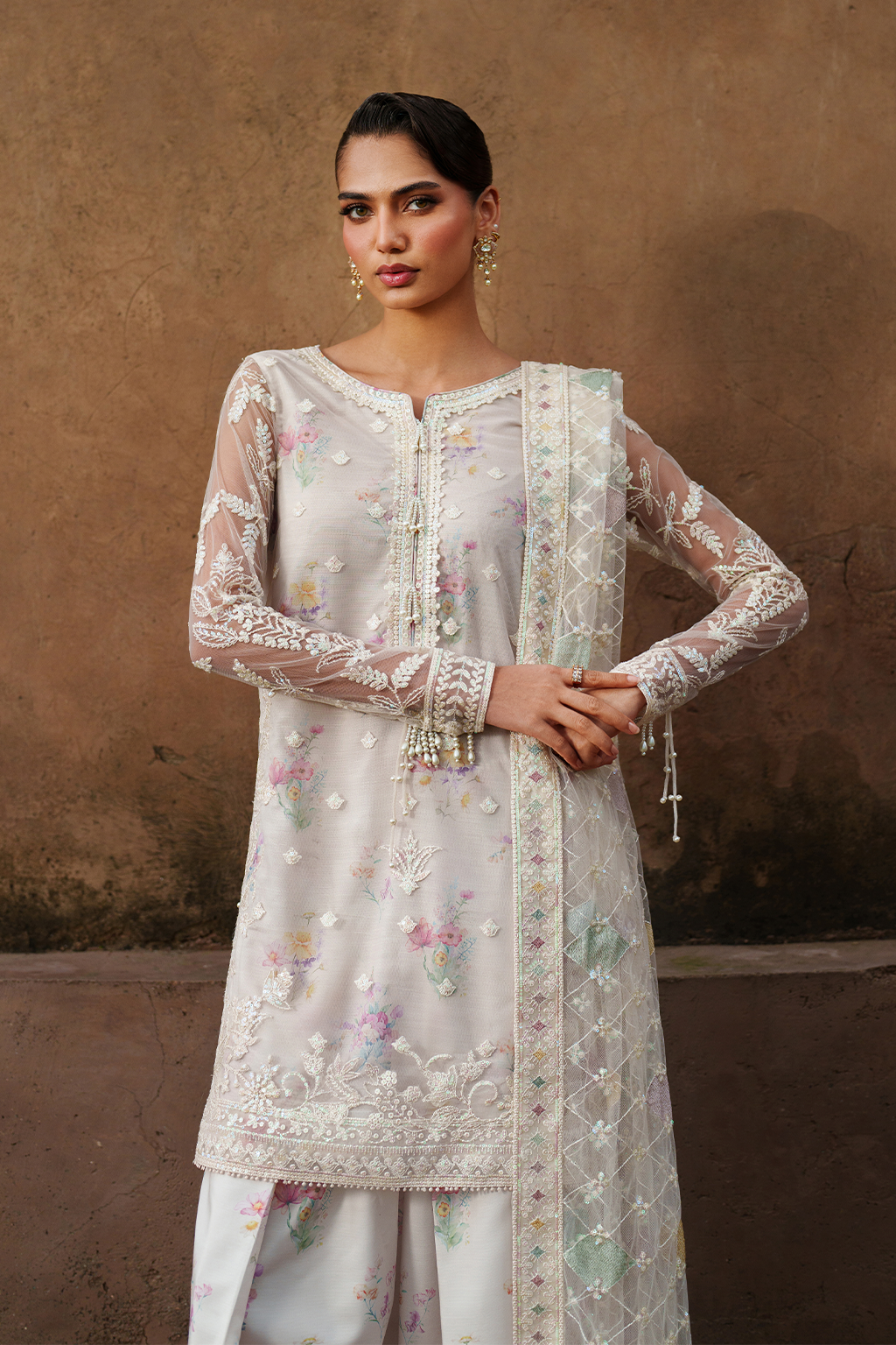 Iznik | Festive Formal | UE-534 Embroidered Net - House Of Hania