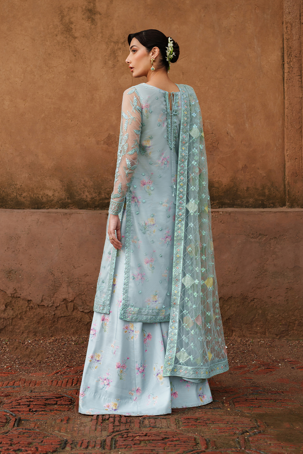 Iznik | Festive Formal | UE-535 Embroidered Net - House Of Hania
