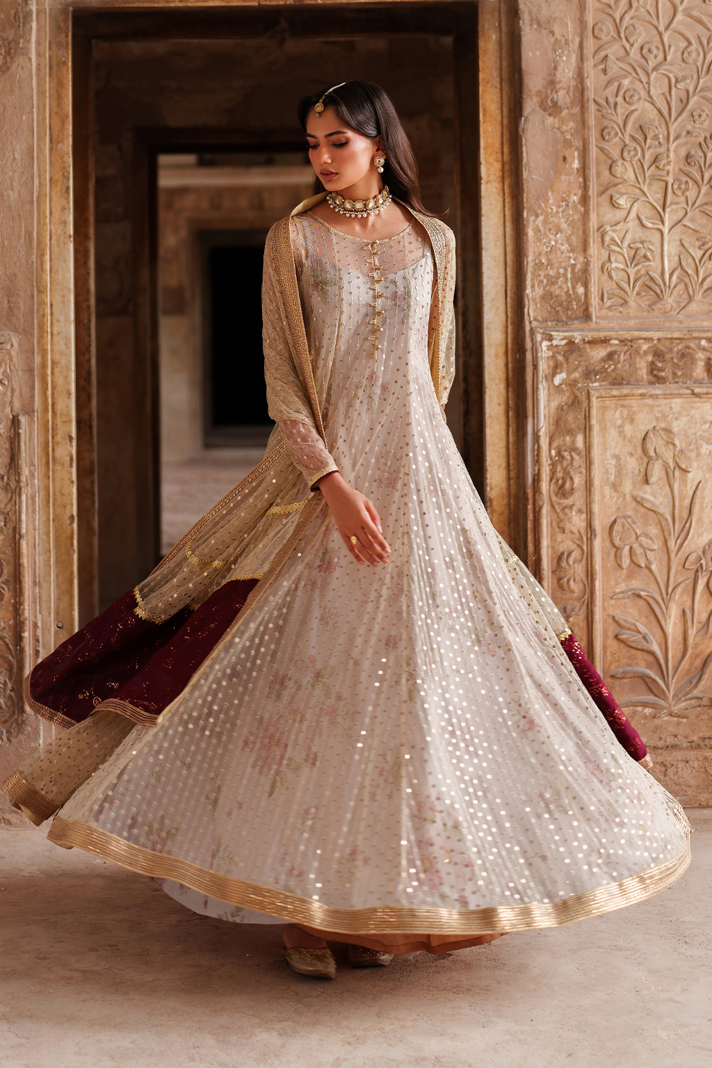 Iznik | Festive Formal | UE-548 Embroidered Net - House Of Hania