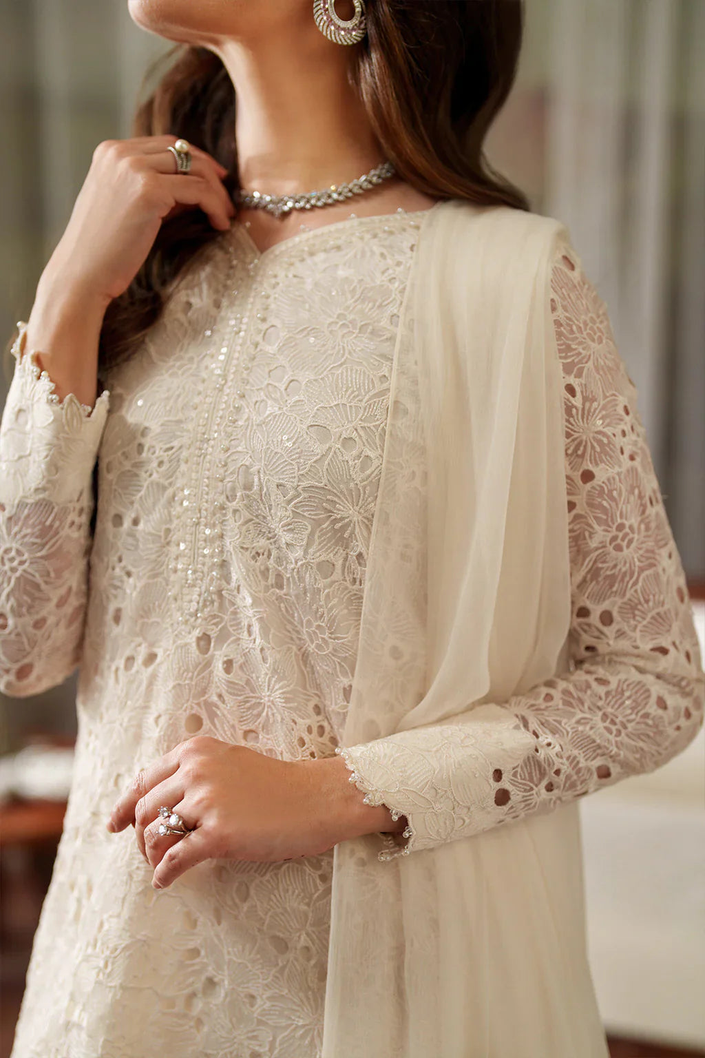 Iznik | Festive Formals | UE-532 Embroidered Chiffon - House Of Hania