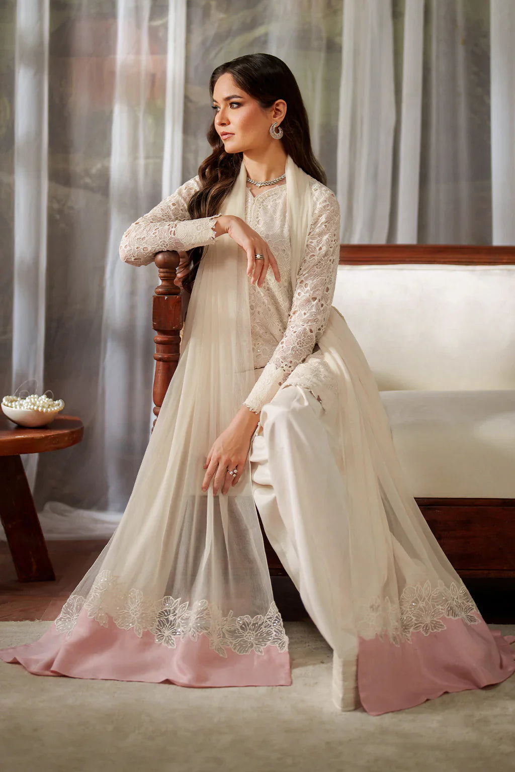 Iznik | Festive Formals | UE-532 Embroidered Chiffon - House Of Hania