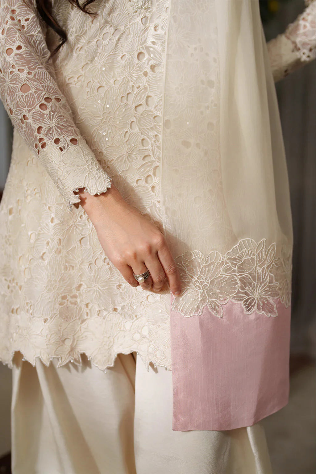 Iznik | Festive Formals | UE-532 Embroidered Chiffon - House Of Hania