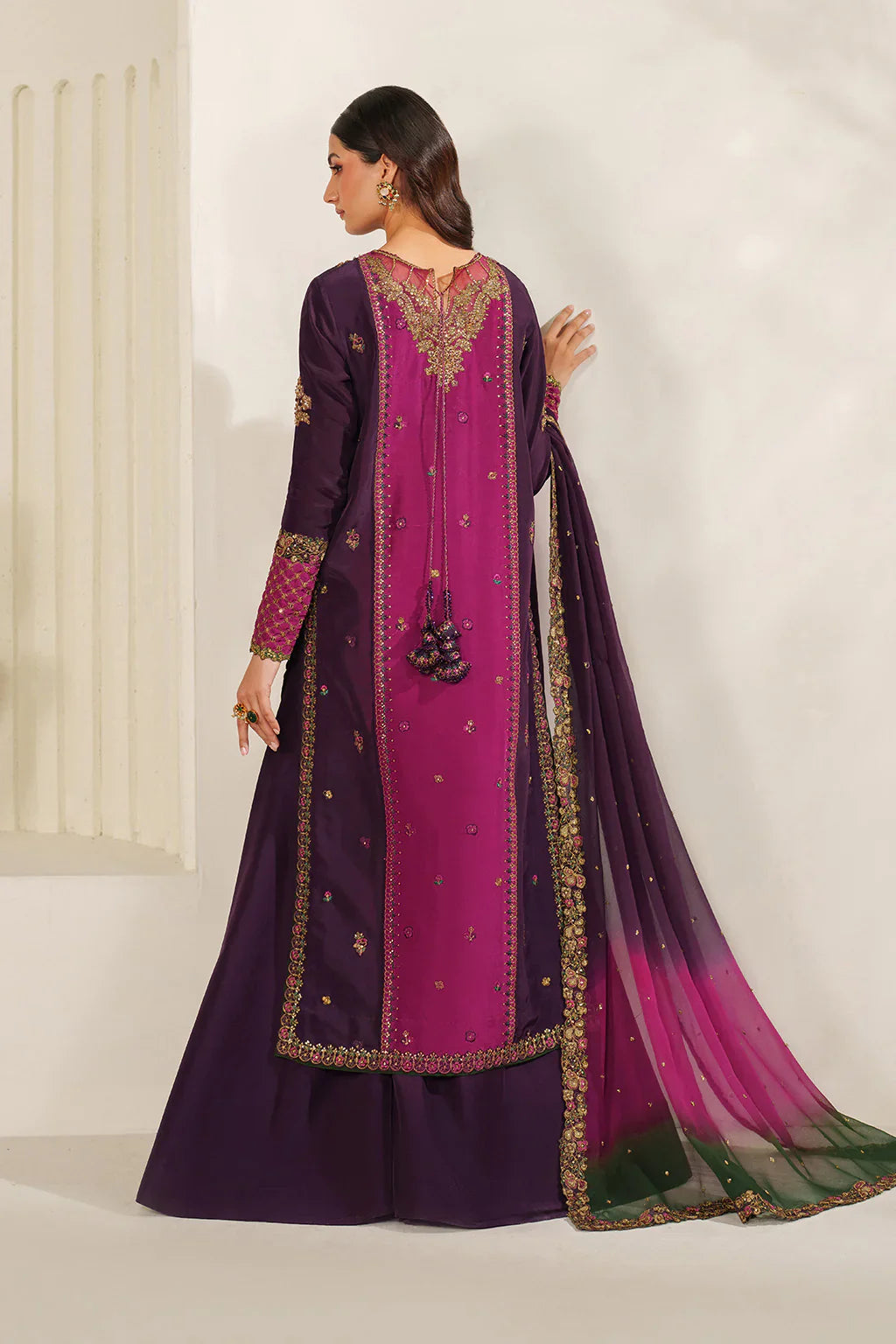 Iznik | Festive Formals | UE-611 Embroidered Ramen Silk - House Of Hania