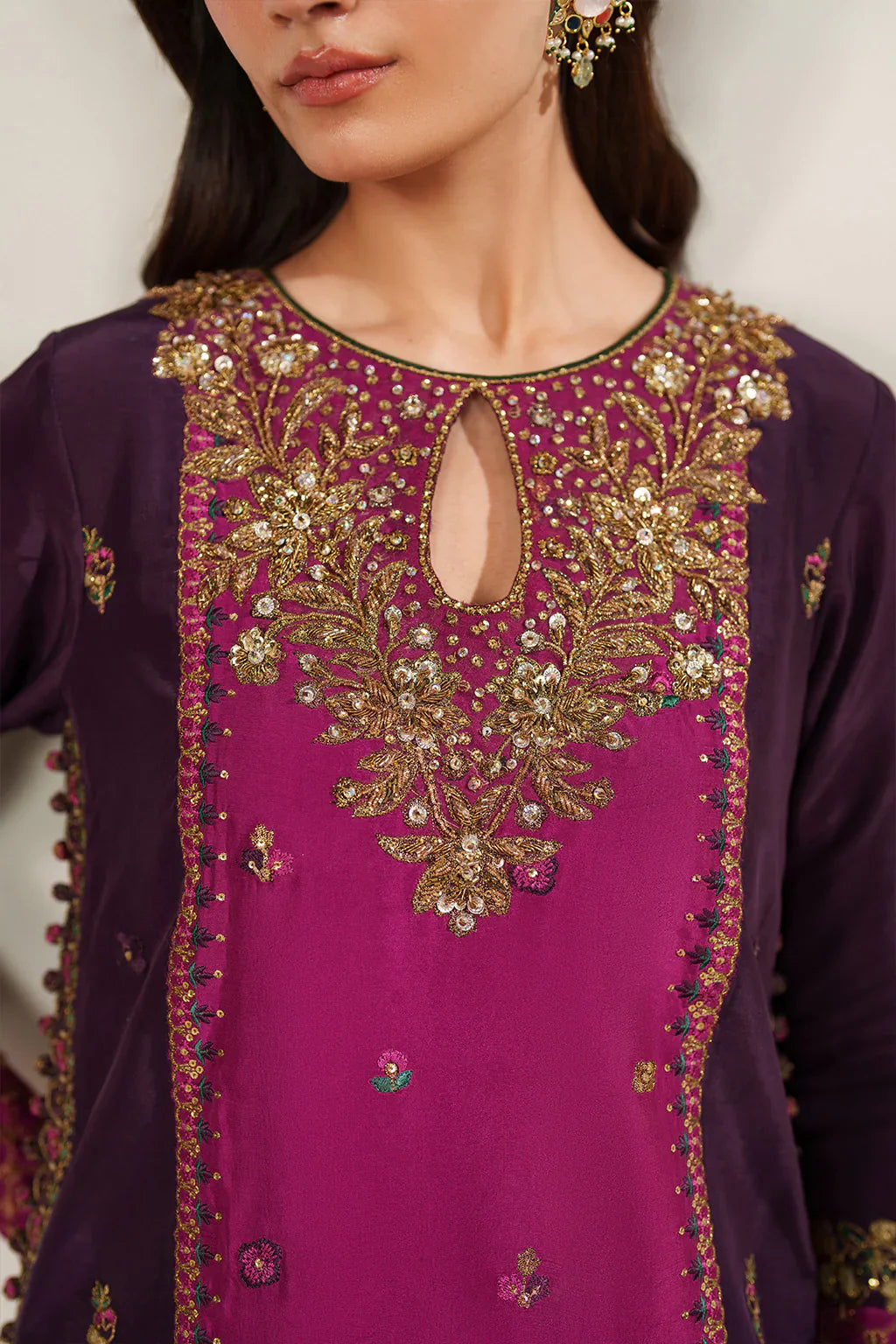 Iznik | Festive Formals | UE-611 Embroidered Ramen Silk - House Of Hania