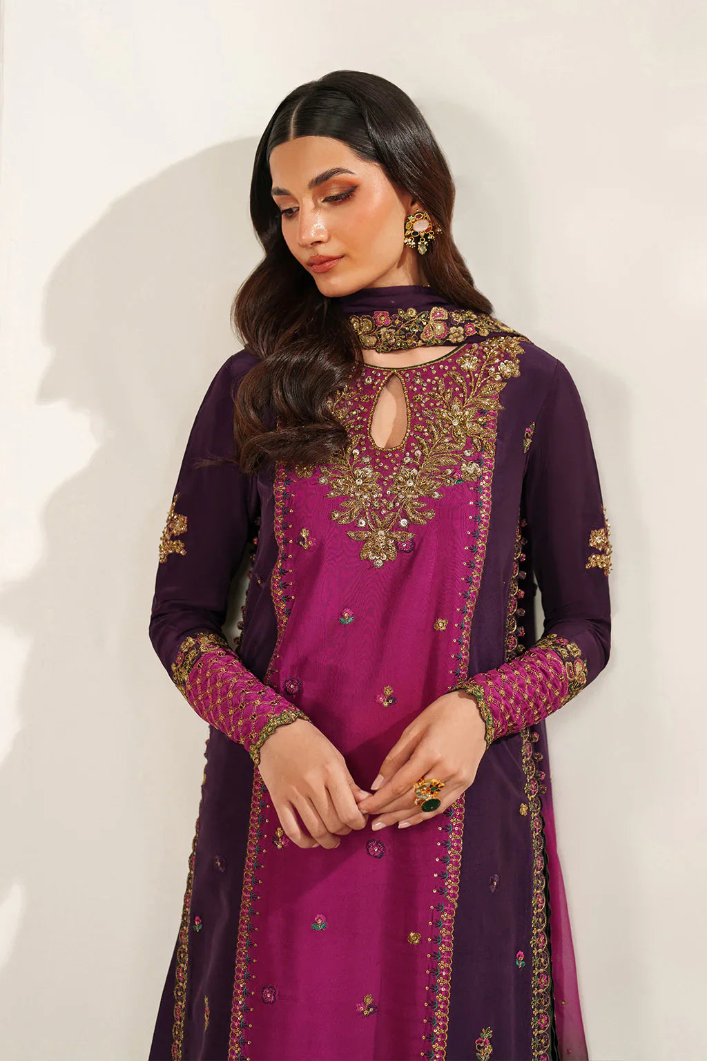 Iznik | Festive Formals | UE-611 Embroidered Ramen Silk - House Of Hania