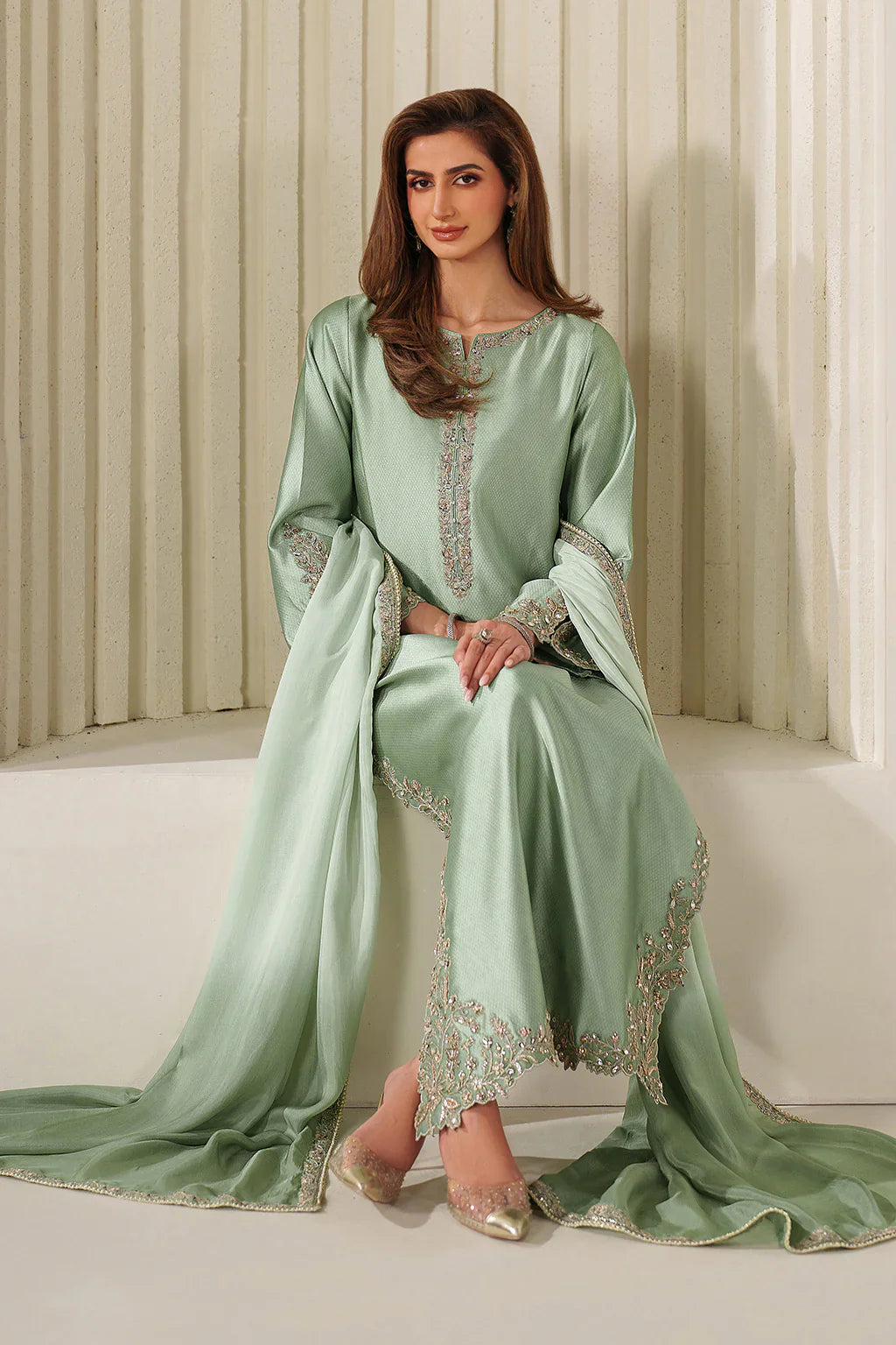 Iznik | Festive Formals | UE-615 Textured Silk - House Of Hania