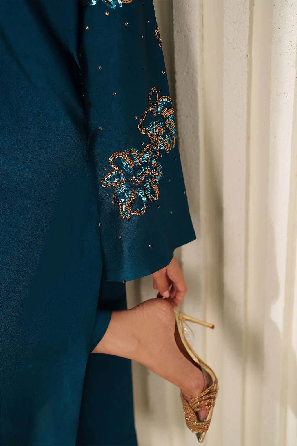 Iznik | Festive Formals | UE-616 Embroidered Ramen Silk - House Of Hania