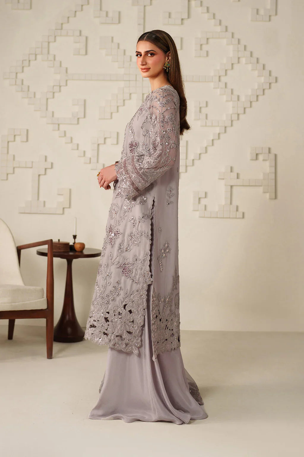 Iznik | Festive Formals | UE-618 Embroidered Chiffon - House Of Hania