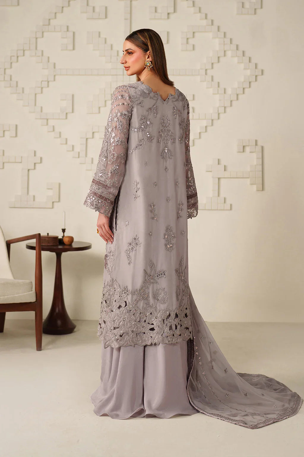 Iznik | Festive Formals | UE-618 Embroidered Chiffon - House Of Hania