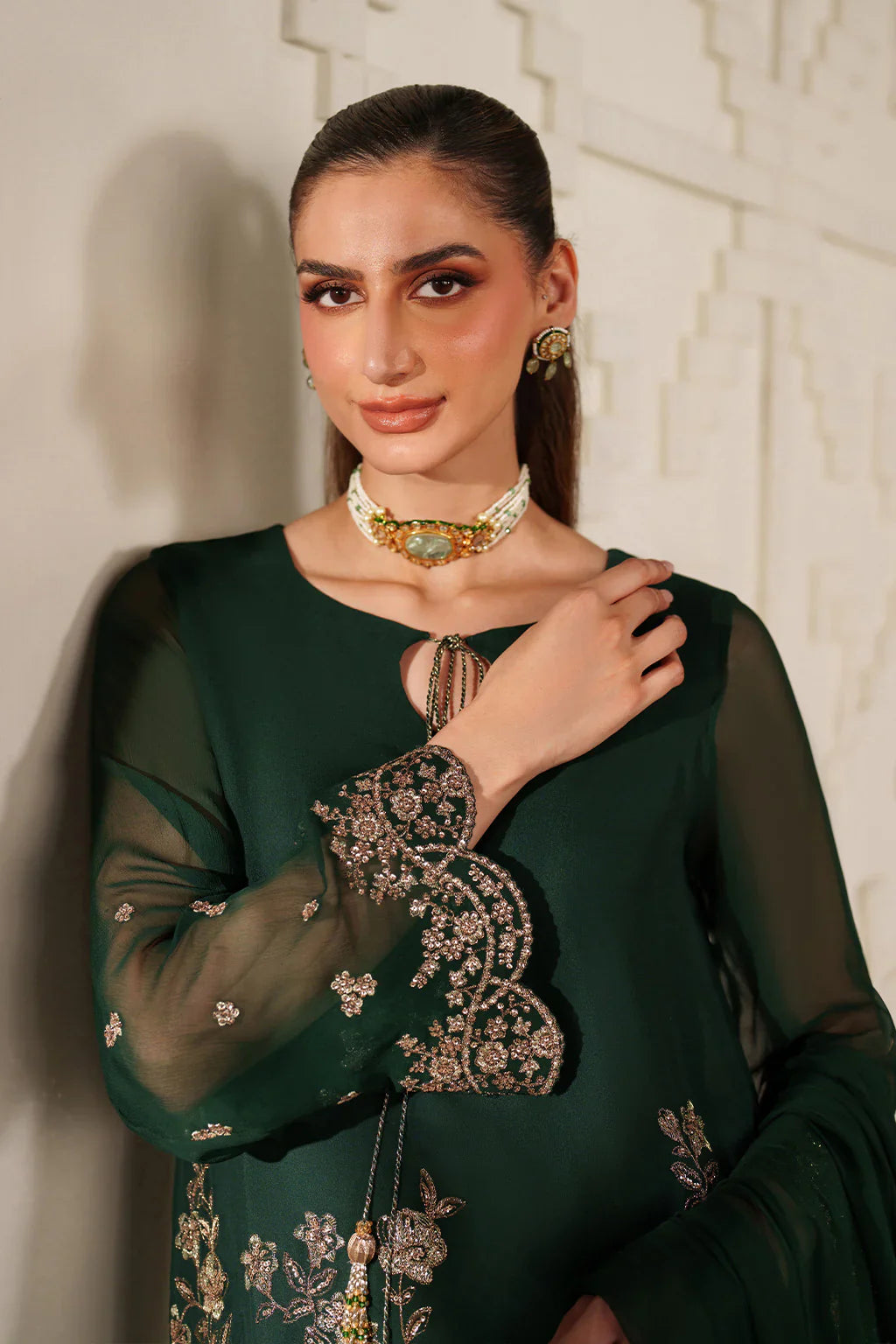 Iznik | Festive Formals | UE-619 Embroidered Chiffon - House Of Hania