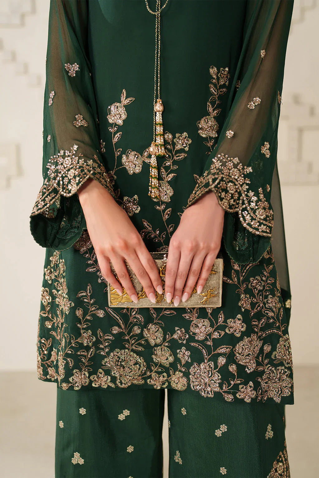 Iznik | Festive Formals | UE-619 Embroidered Chiffon - House Of Hania