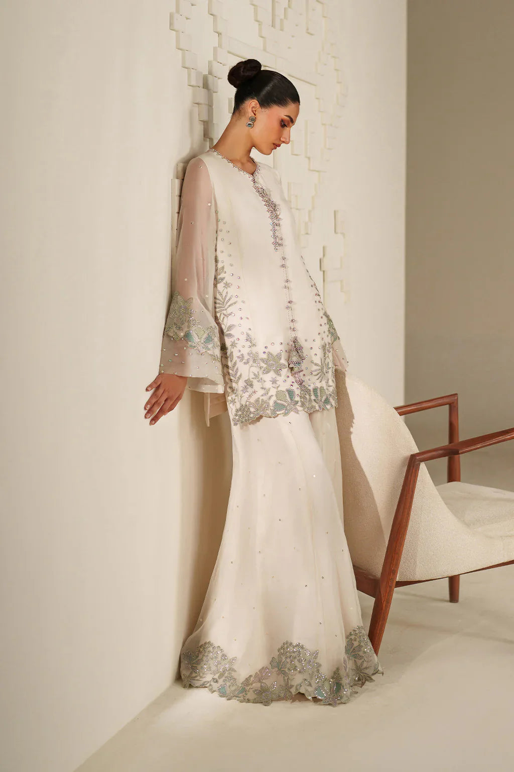 Iznik | Festive Formals | UE-620 Embroidered Chiffon - House Of Hania