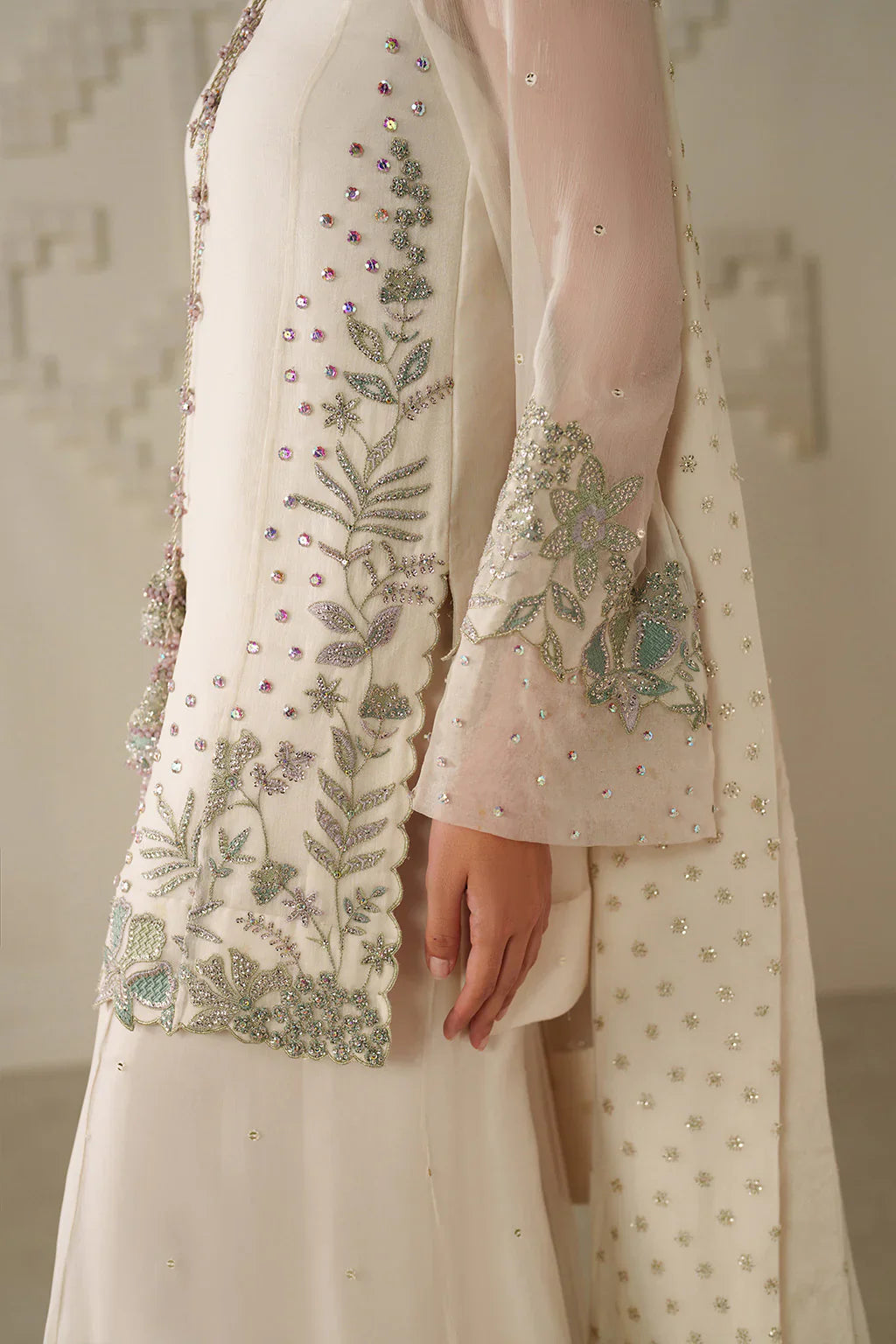 Iznik | Festive Formals | UE-620 Embroidered Chiffon - House Of Hania