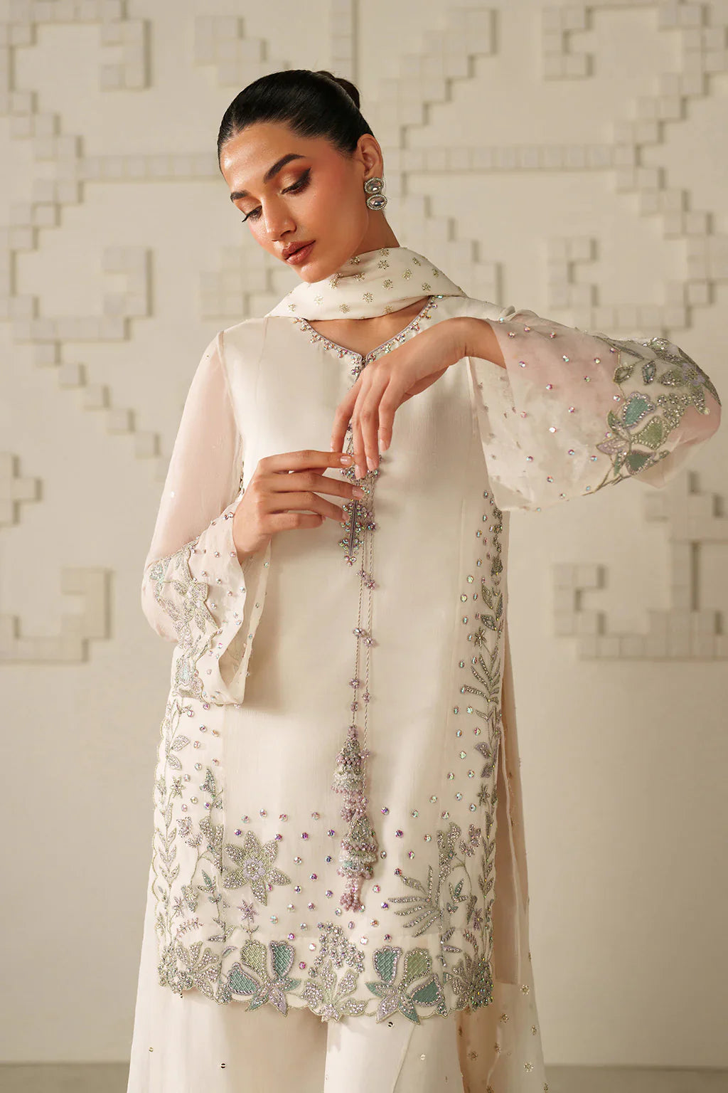 Iznik | Festive Formals | UE-620 Embroidered Chiffon - House Of Hania