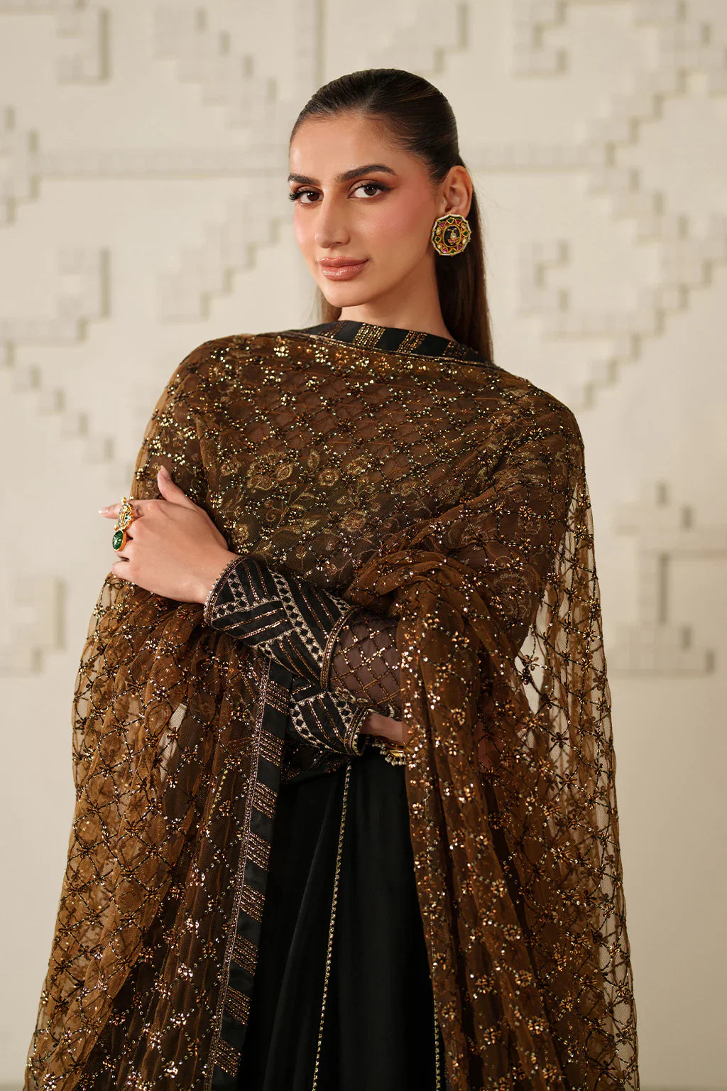 Iznik | Festive Formals | UE-621 Embroidered Chiffon - House Of Hania