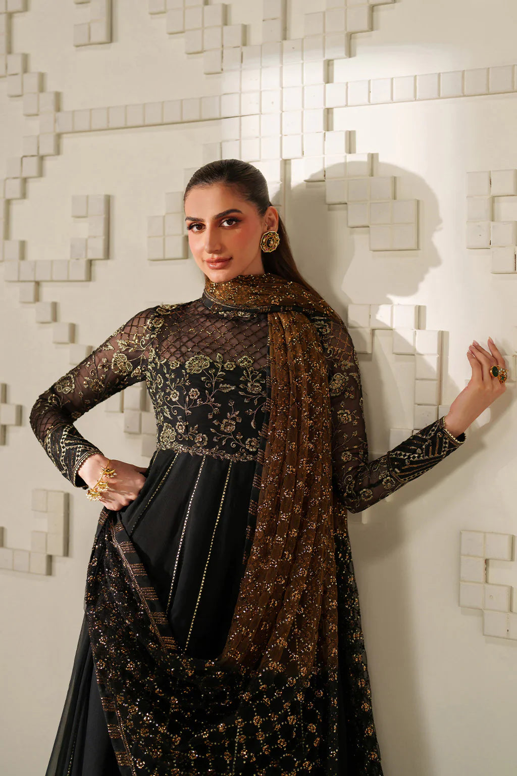 Iznik | Festive Formals | UE-621 Embroidered Chiffon - House Of Hania