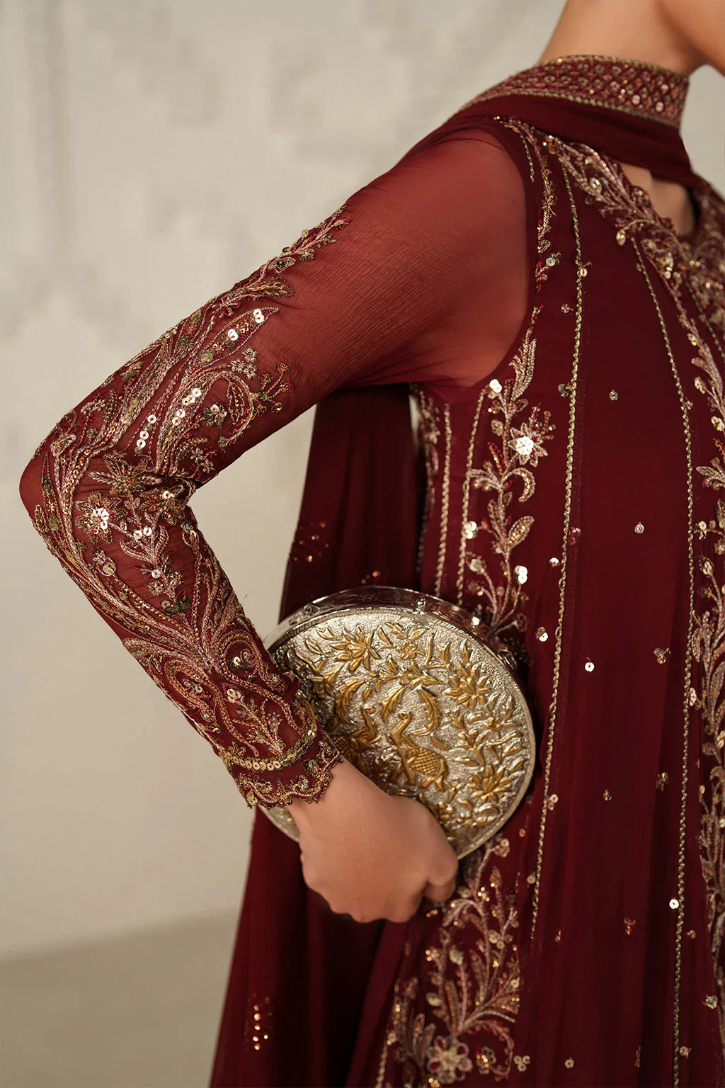 Iznik | Festive Formals | UE-622 Embroidered Chiffon - House Of Hania