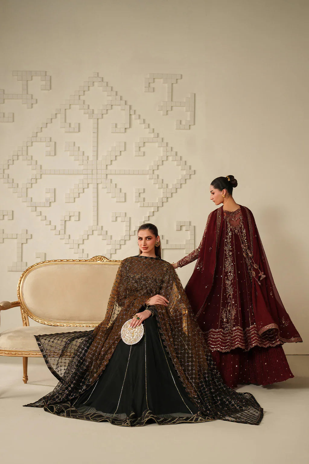 Iznik | Festive Formals | UE-622 Embroidered Chiffon - House Of Hania