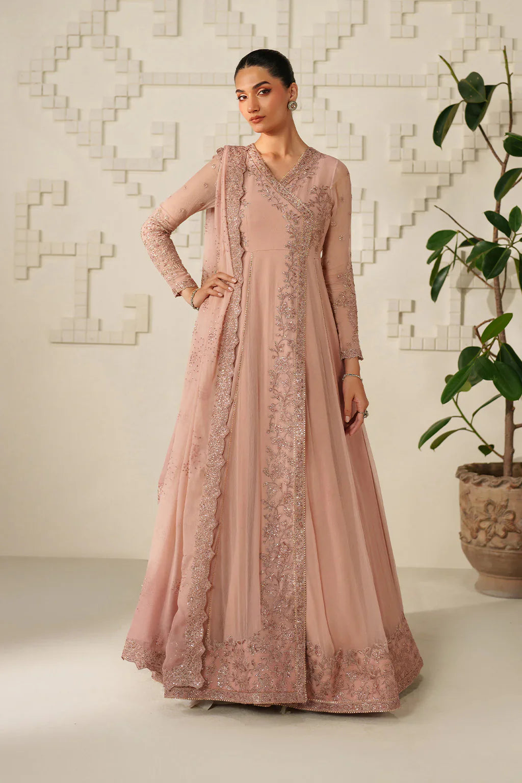 Iznik | Festive Formals | UE-623 Embroidered Chiffon - House Of Hania