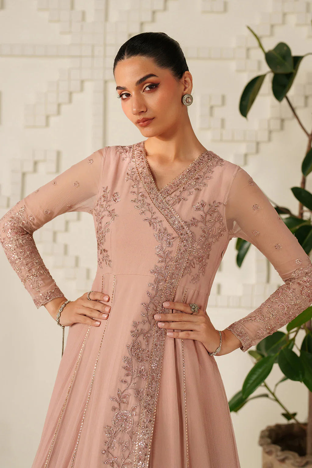 Iznik | Festive Formals | UE-623 Embroidered Chiffon - House Of Hania