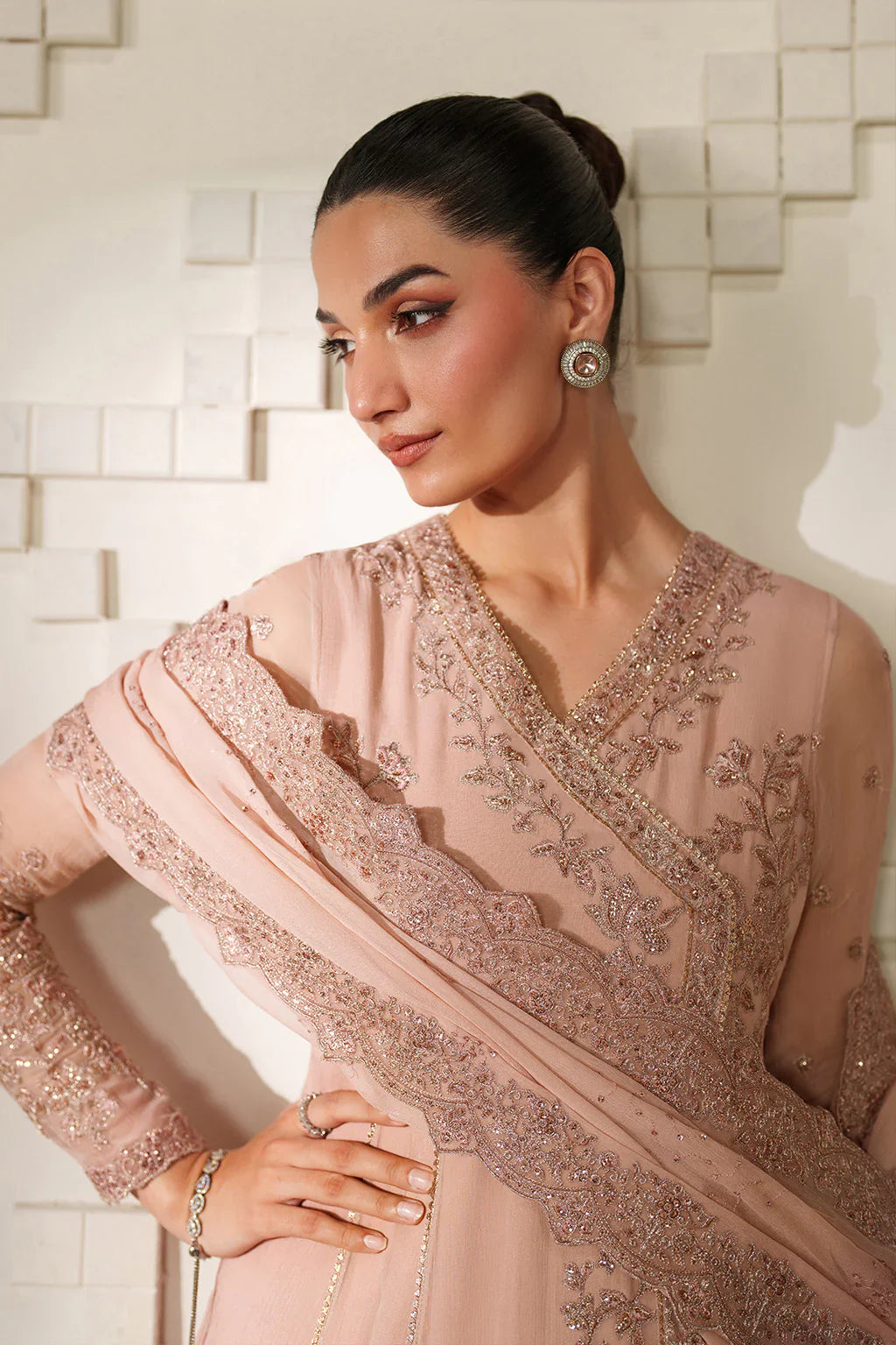 Iznik | Festive Formals | UE-623 Embroidered Chiffon - House Of Hania